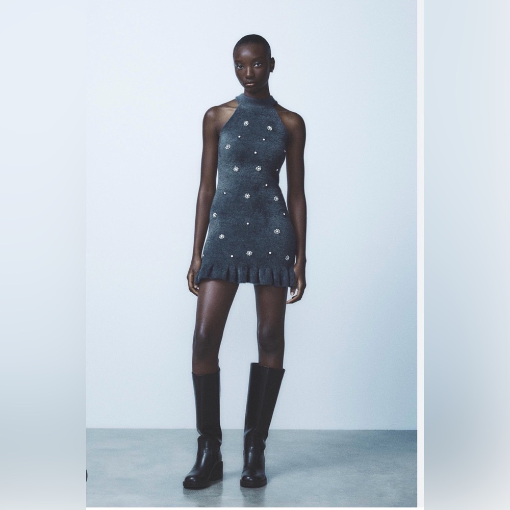 Zara halter grey  mini dress.